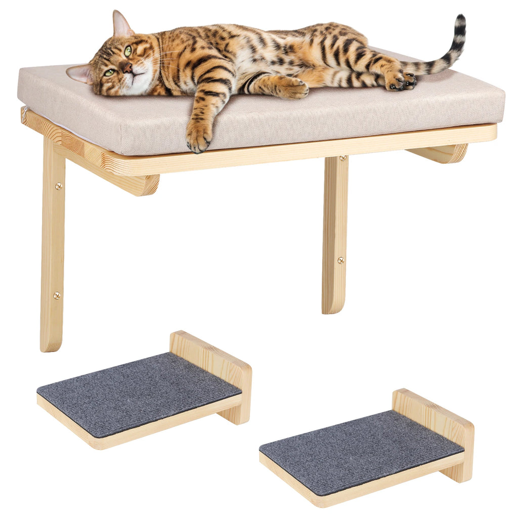 Hamac mural pour chat avec 2 marches