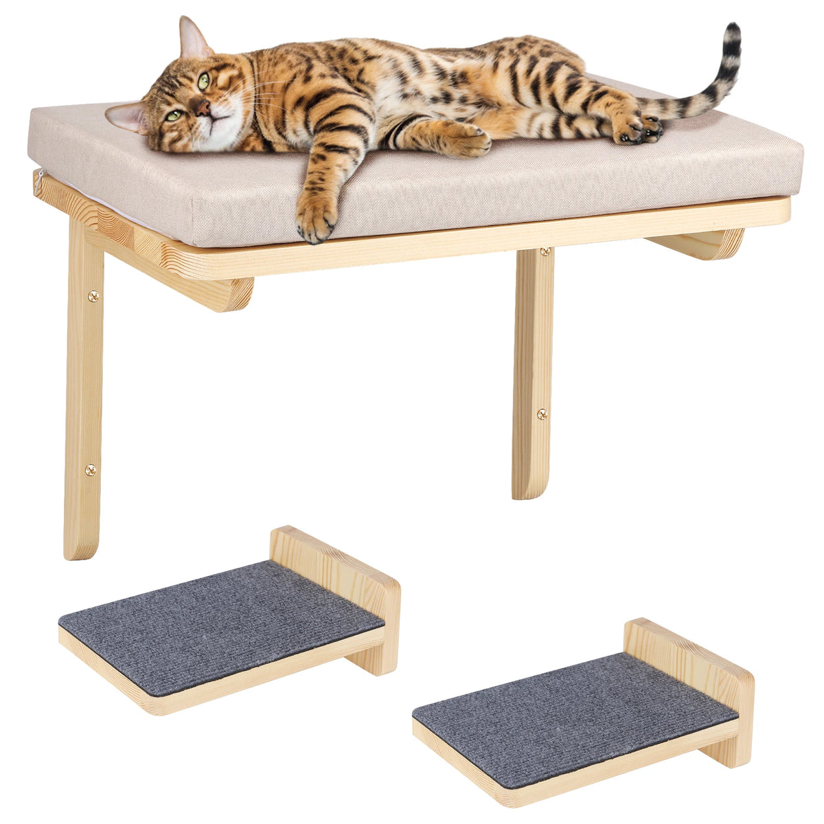 Hamac mural pour chat avec 2 marches