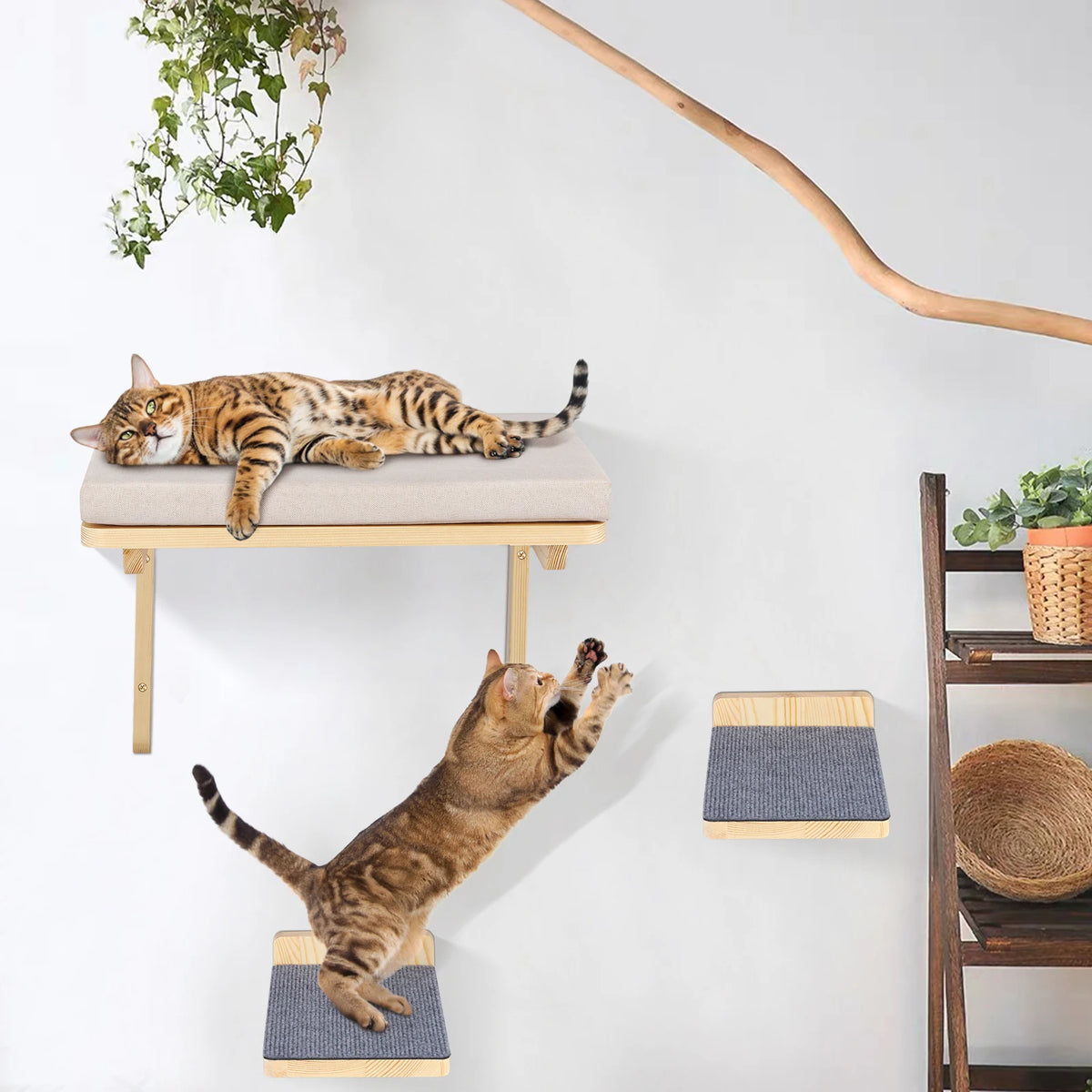 Hamac mural pour chat avec 2 marches, vue 3