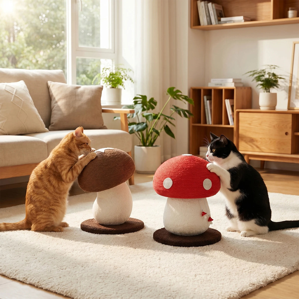 Griffoir champignon en sisal naturel pour chat