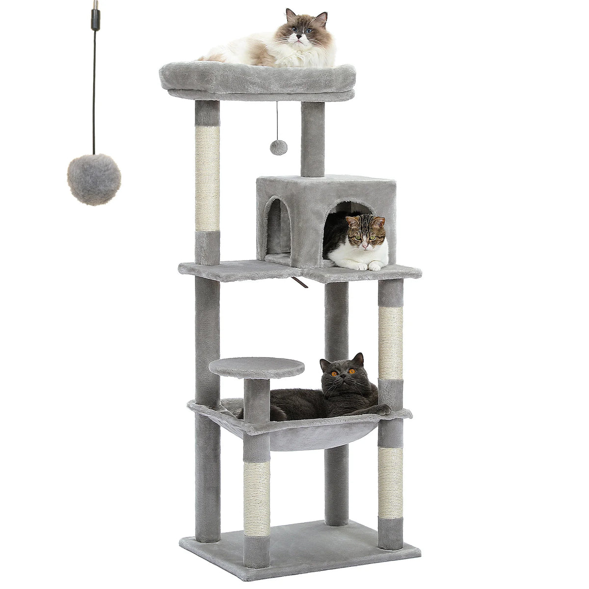 Arbre à chat 5 niveaux avec grand hamac, vue 7