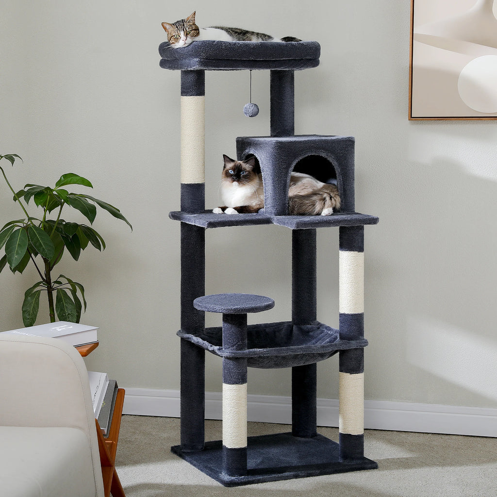 Arbre à chat 5 niveaux avec grand hamac, vue 3