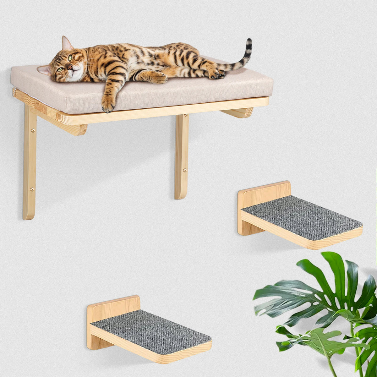 Hamac mural pour chat avec 2 marches, vue 2