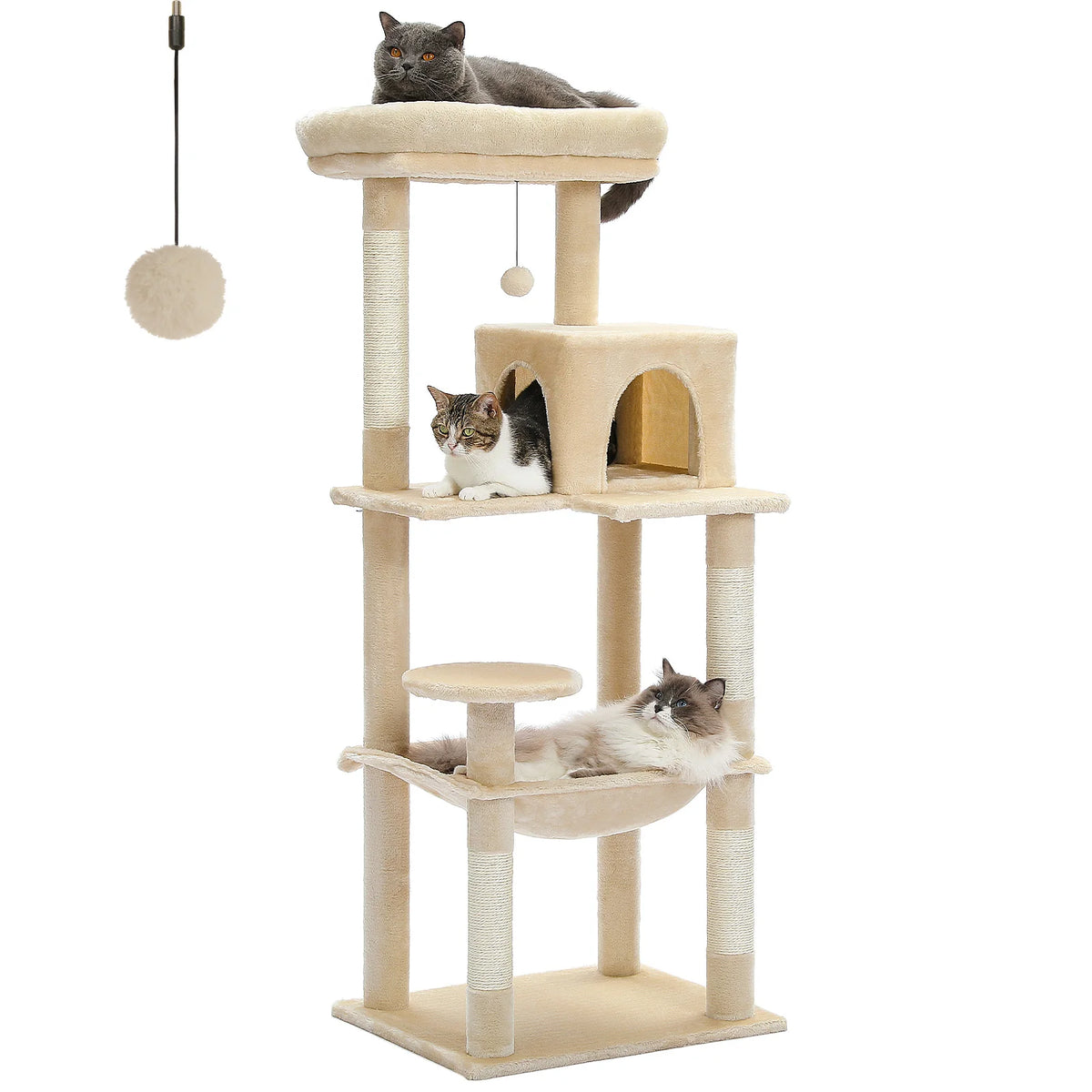 Arbre à chat 5 niveaux avec grand hamac, vue 6