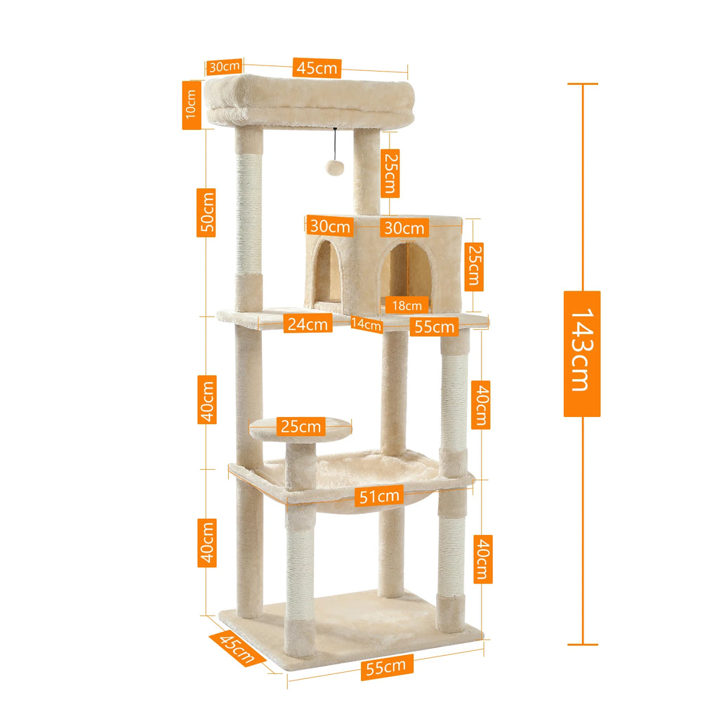 Arbre à chat 5 niveaux avec grand hamac, vue 5