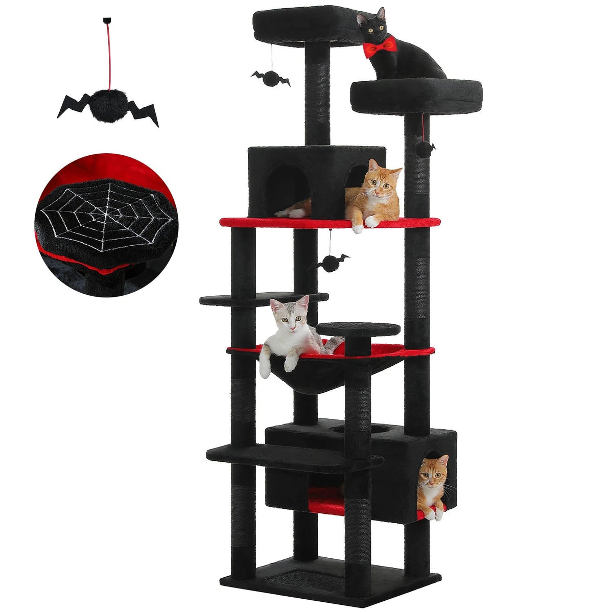 Arbre à chat 184 cm, coloris noir