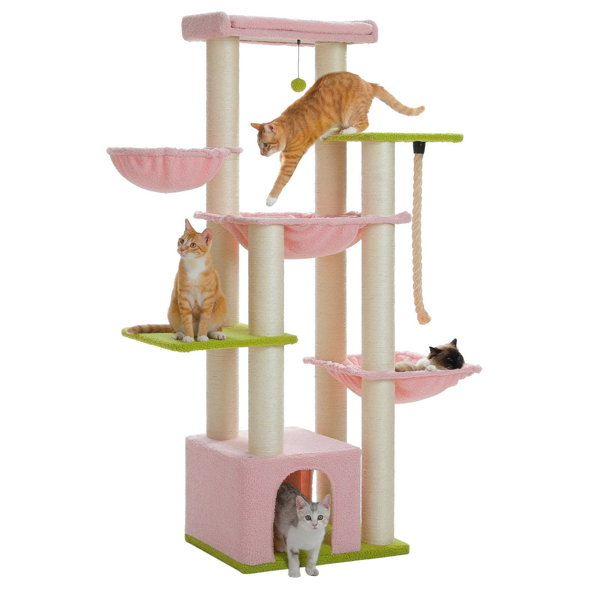 Arbre à chat 170 cm, coloris rose