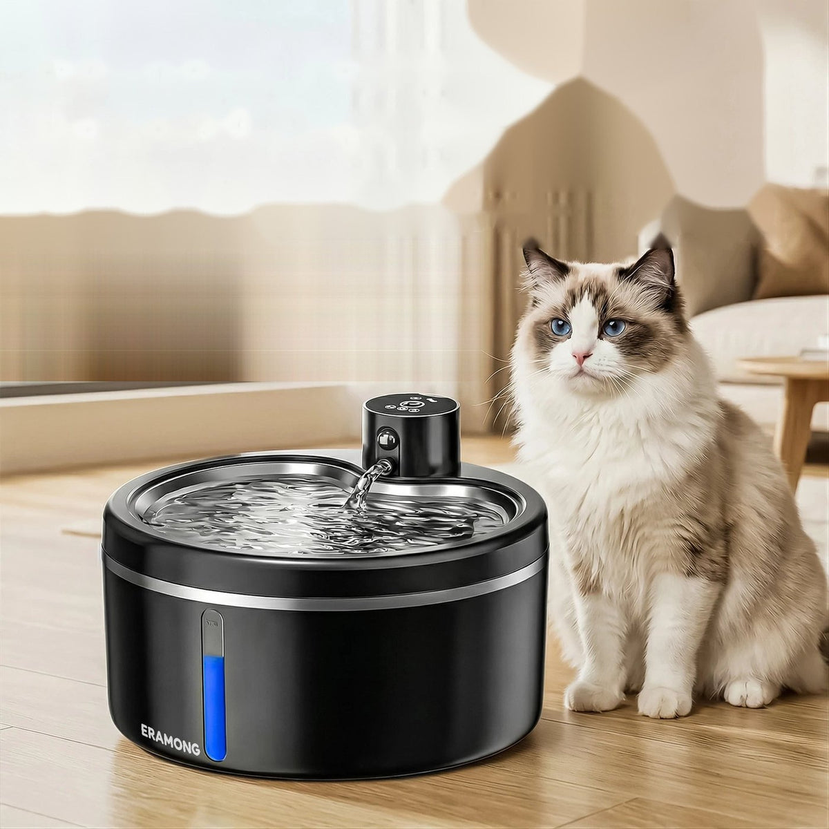 Fontaine à eau sans fil en inox 2,5 L pour chat