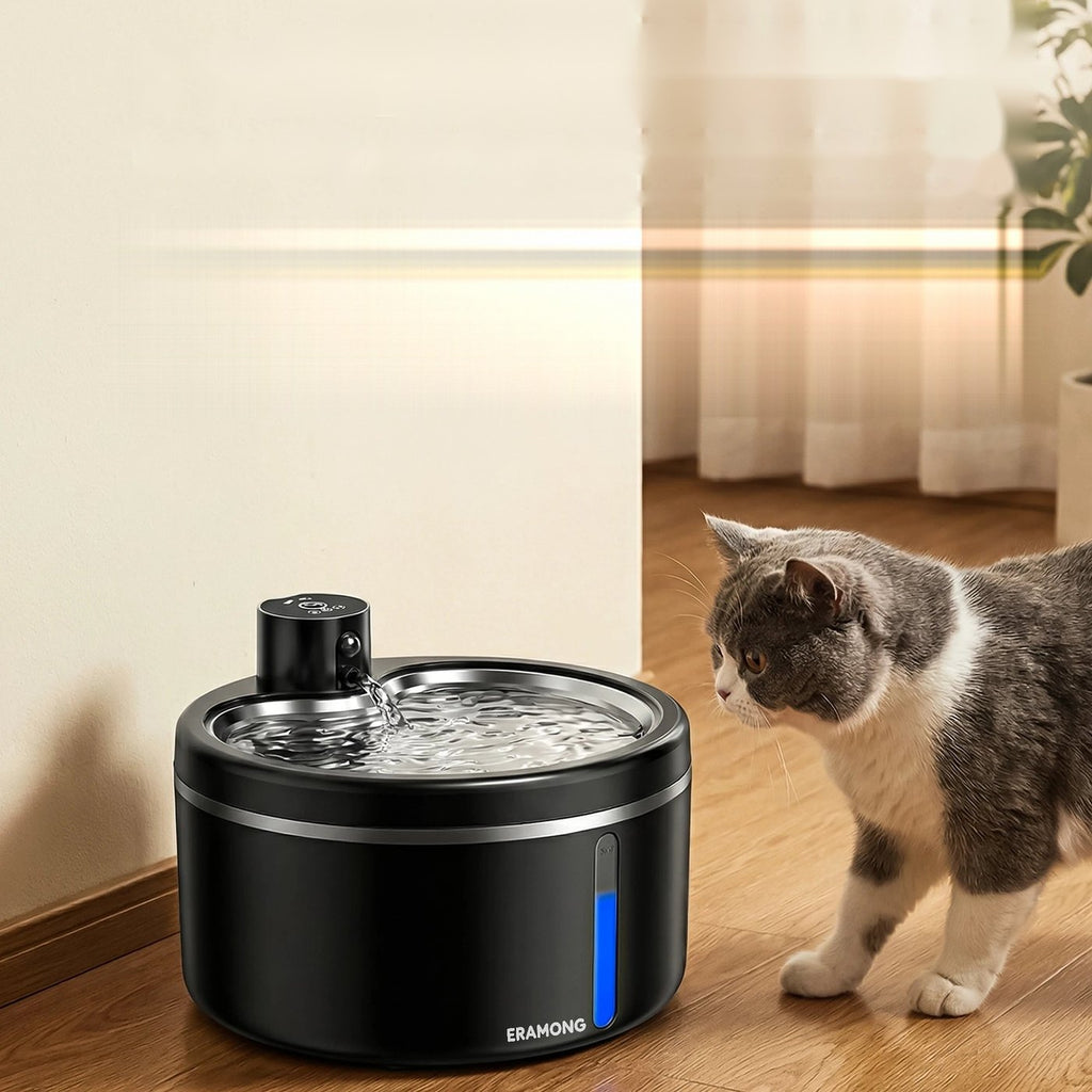 Fontaine à eau sans fil en inox 2,5 L pour chat, vue 2