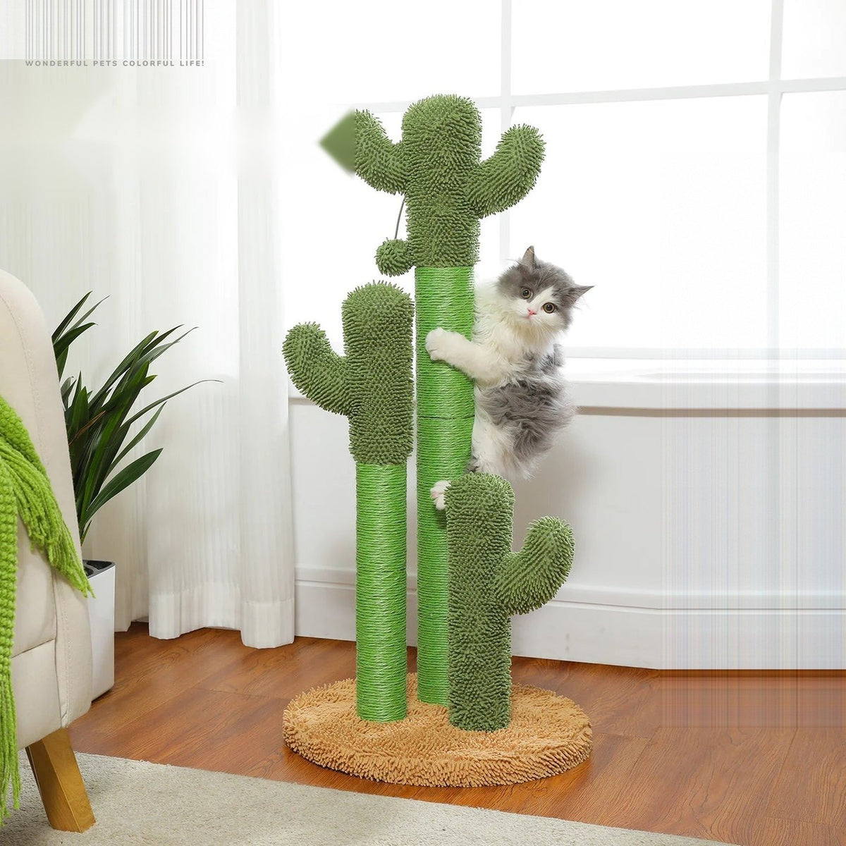 Griffoir cactus 3 poteaux en sisal, vue 2