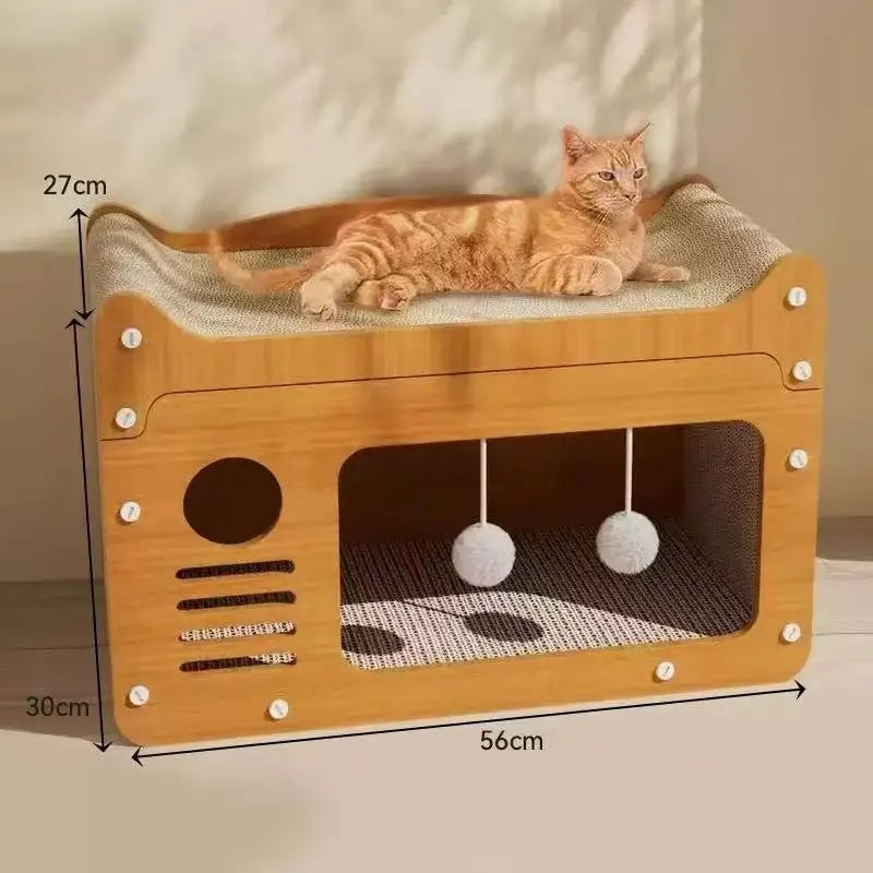 Maison-lit griffoir en carton, dimensions 56 × 30 cm
