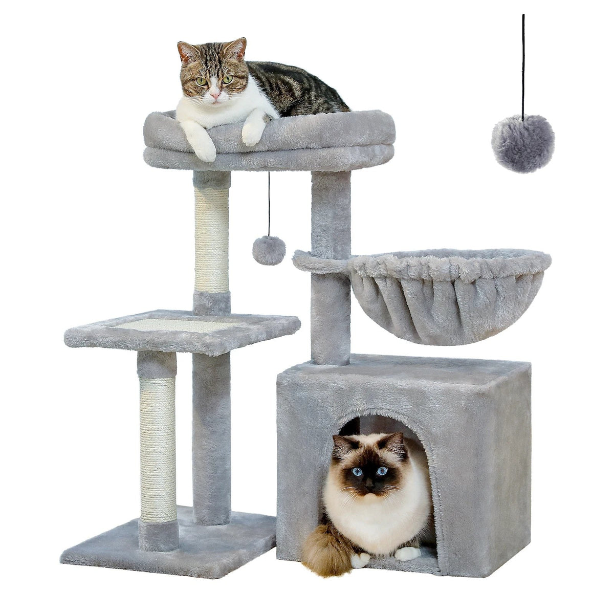 Petit arbre à chat 73 cm pour chatons, coloris gris