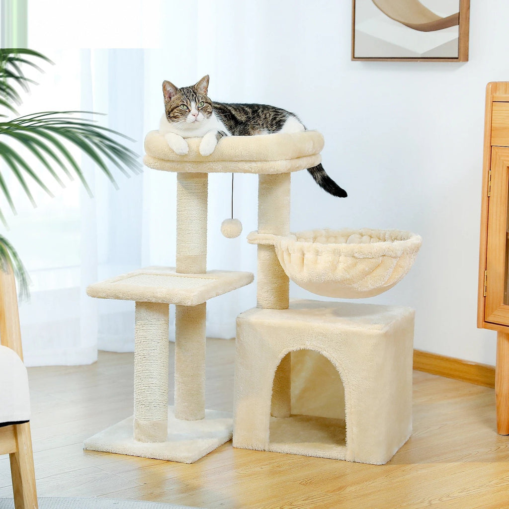 Petit arbre à chat 73 cm installé dans un salon